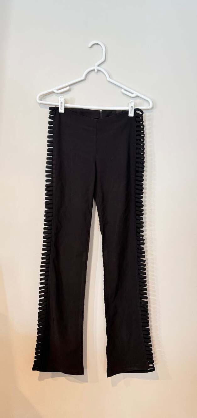 Black Cutout Side Slit Pants
